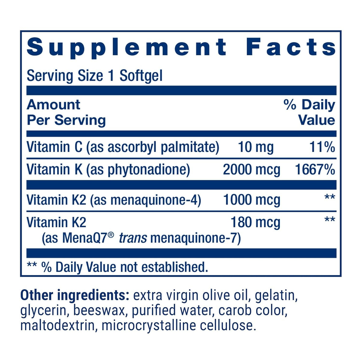 Life Extension Super K Vitamina K1, K2 MK-4 y MK-7 90 Cápsulas Blandas