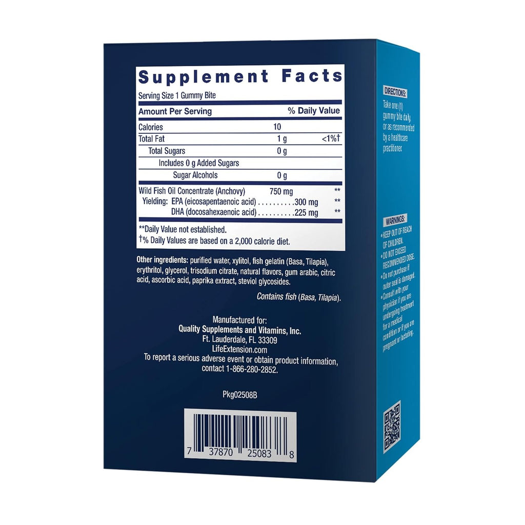 Life Extension Omega-3 Aceite de Pescado Gummy Bites 36 Gomitas Tropical