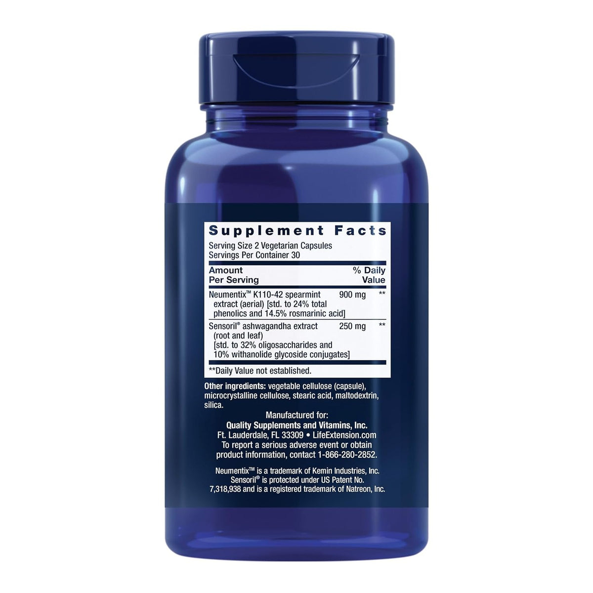 Life Extension Ashwagandha Plus Calm & Focus 60 Cápsulas Vegetales