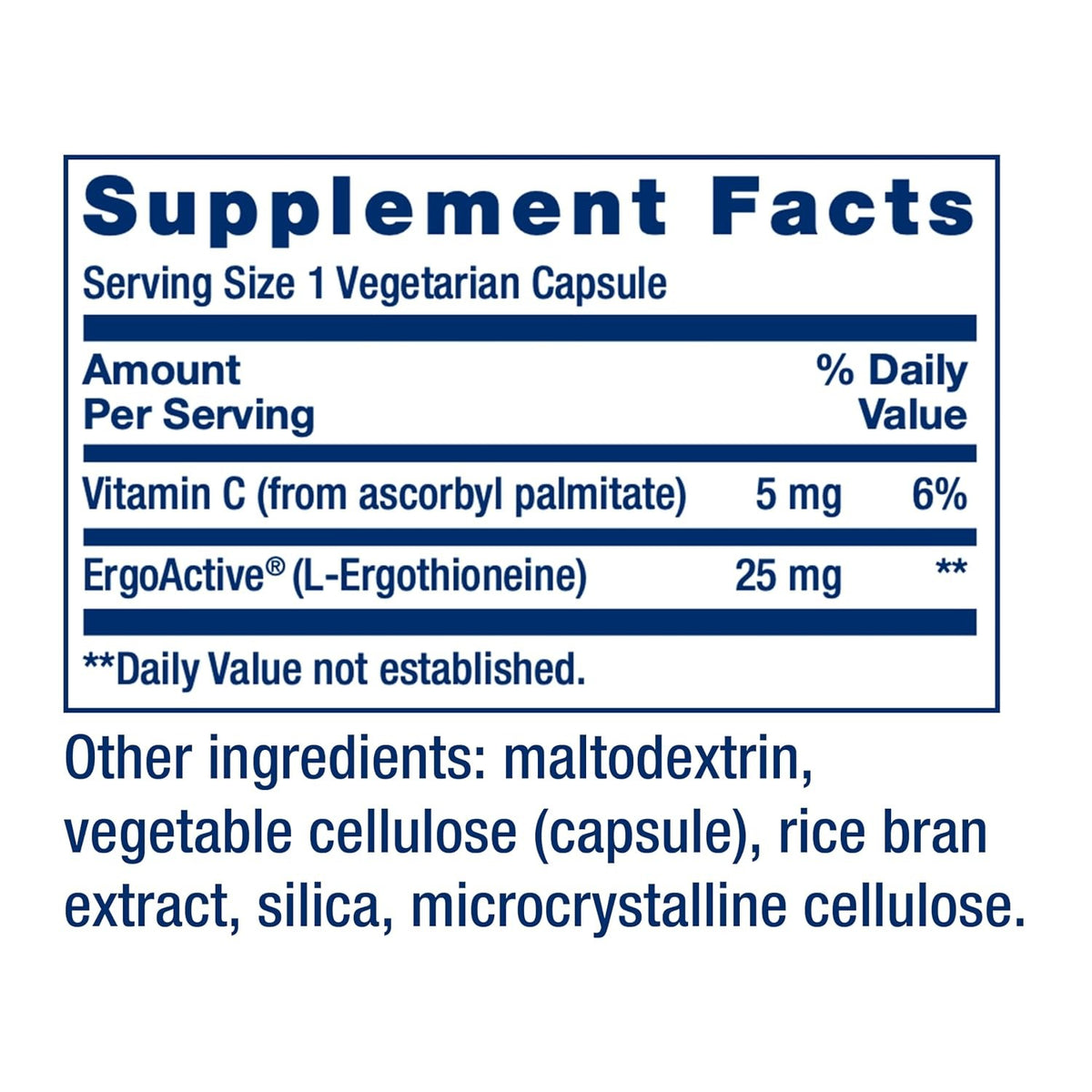 Life Extension Mega L-Ergotioneína 25 mg 30 Cápsulas Vegetales