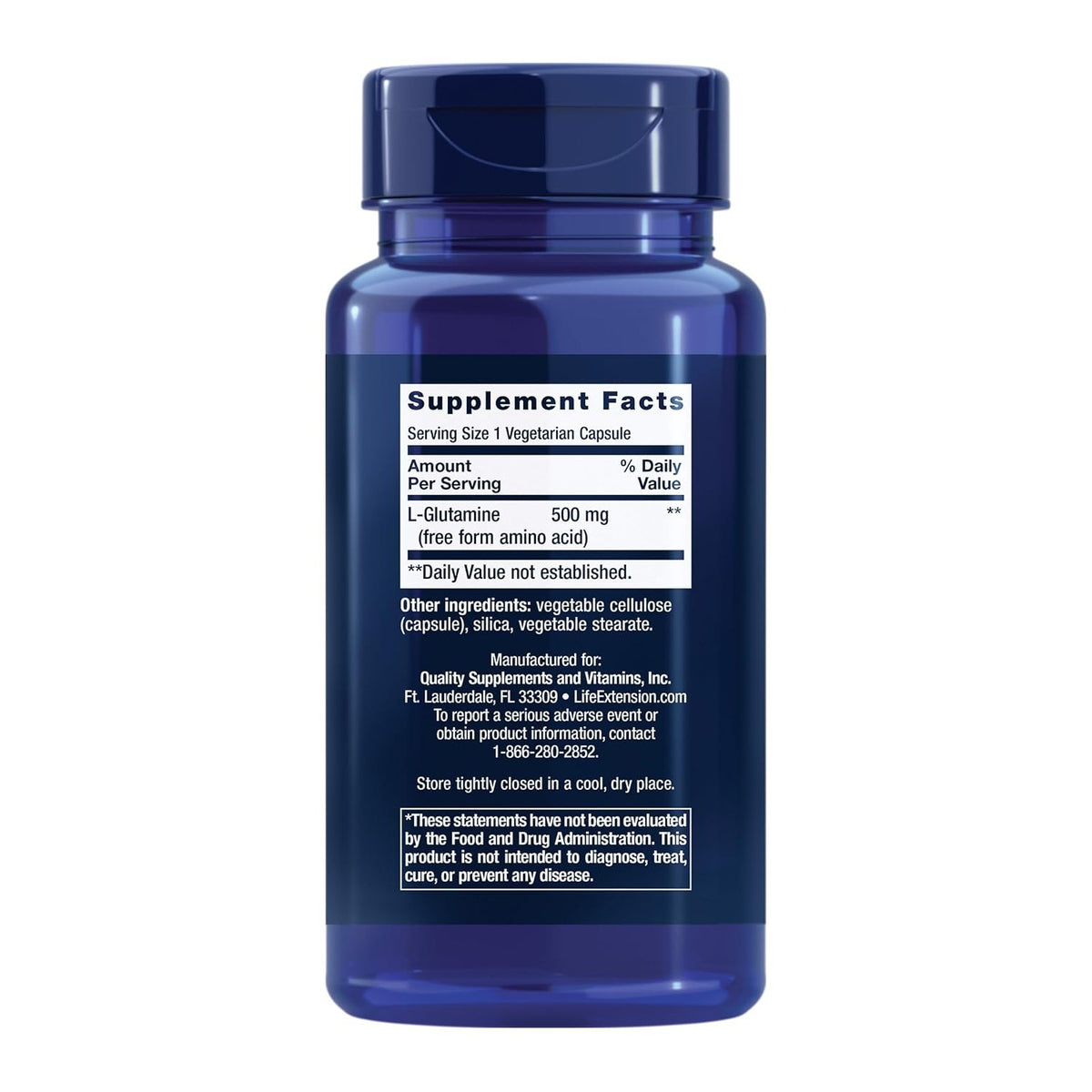 Life Extension L-Glutamina 500 mg 100 Cápsulas Vegetales