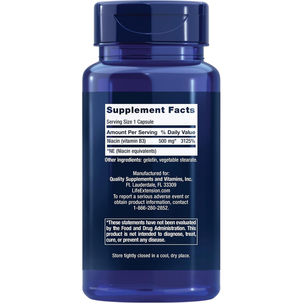 Life Extension Vitamina B3 Niacina 500 mg 100 Cápsulas