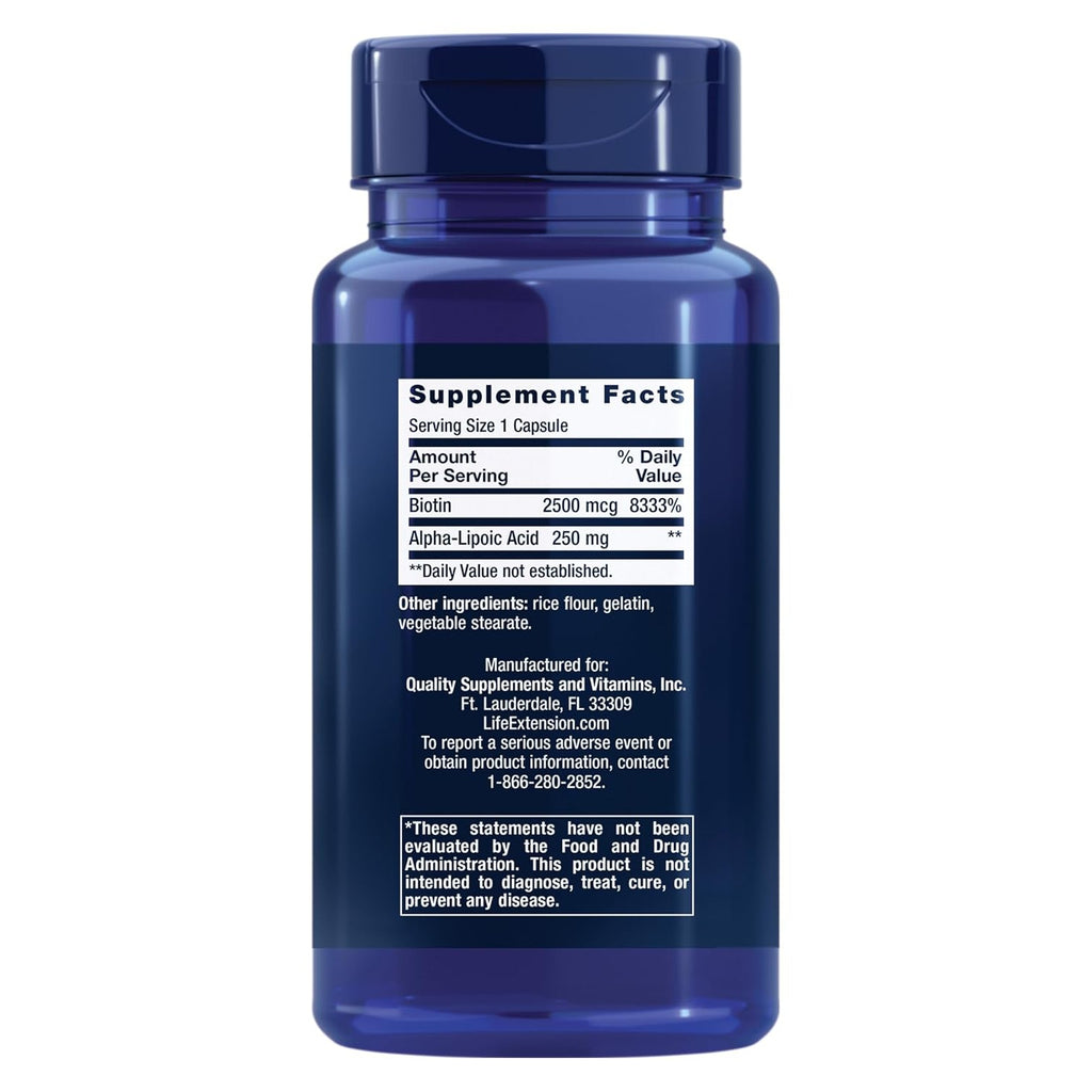 Life Extension Ácido Alfa Lipoico con Biotina 300 mg 60 Cápsulas