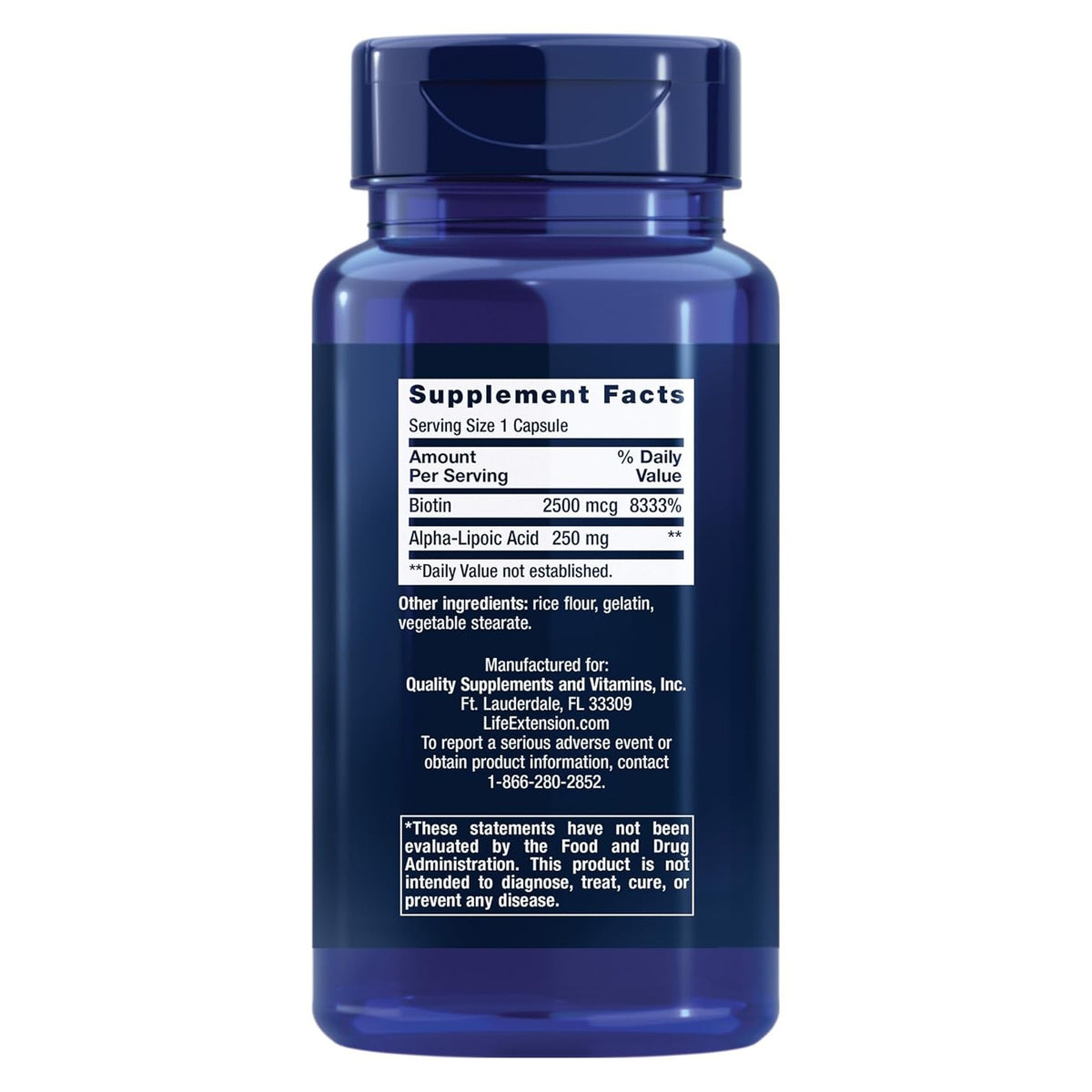 Life Extension Ácido Alfa Lipoico con Biotina 300 mg 60 Cápsulas
