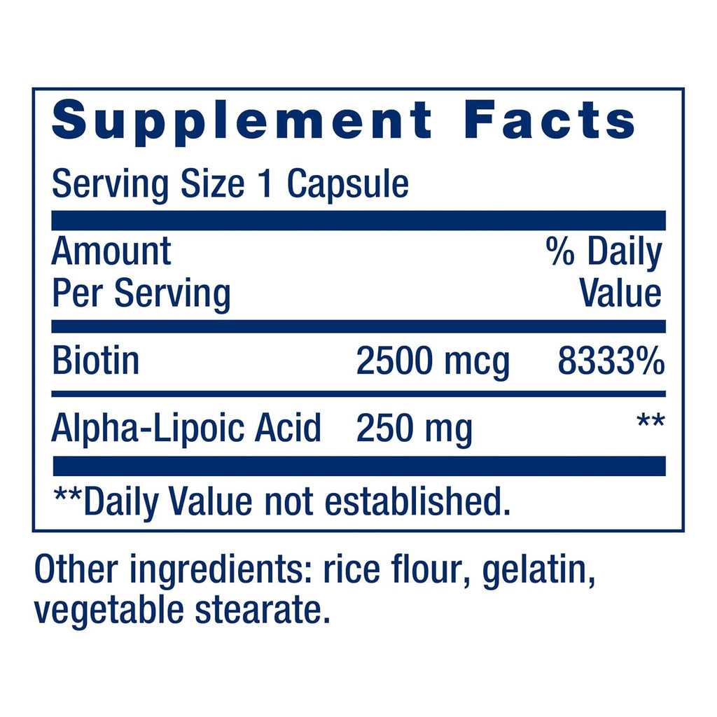 Life Extension Ácido Alfa Lipoico con Biotina 300 mg 60 Cápsulas