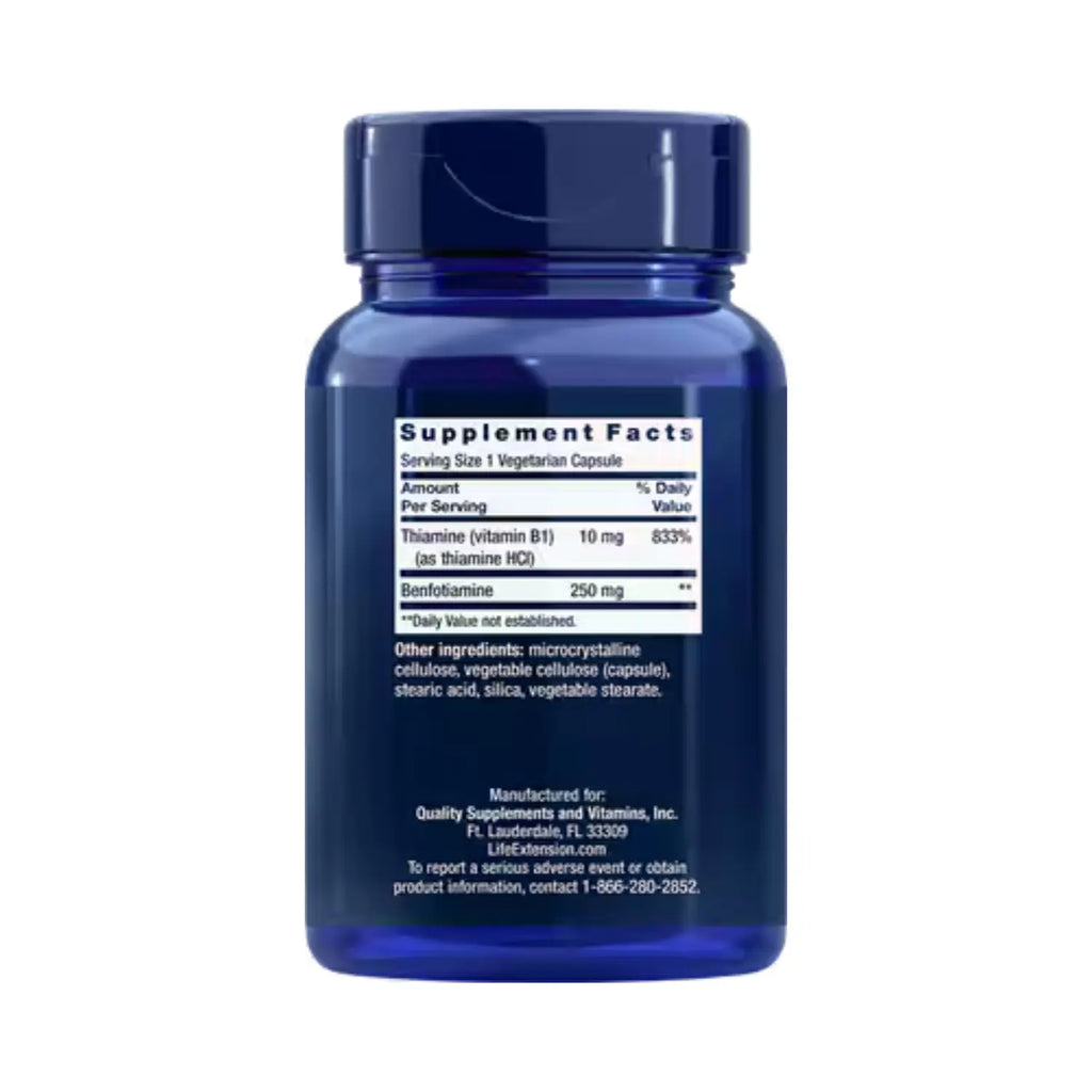 Life Extension, Mega Benfotiamine, Benfotiamina, 120 Caps Sabor Sin Sabor