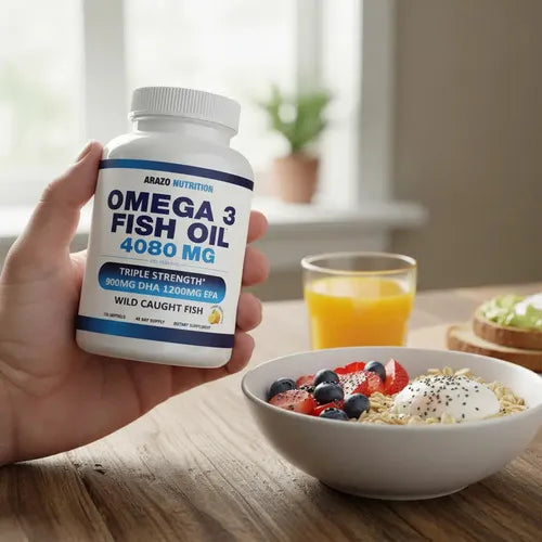 Arazo Nutrition Omega 3 Fish Oil | 120 Cápsulas Blandas | 2250 mg de Omega 3 | EPA y DHA | Salud Cardiovascular | Suplemento Alimenticio