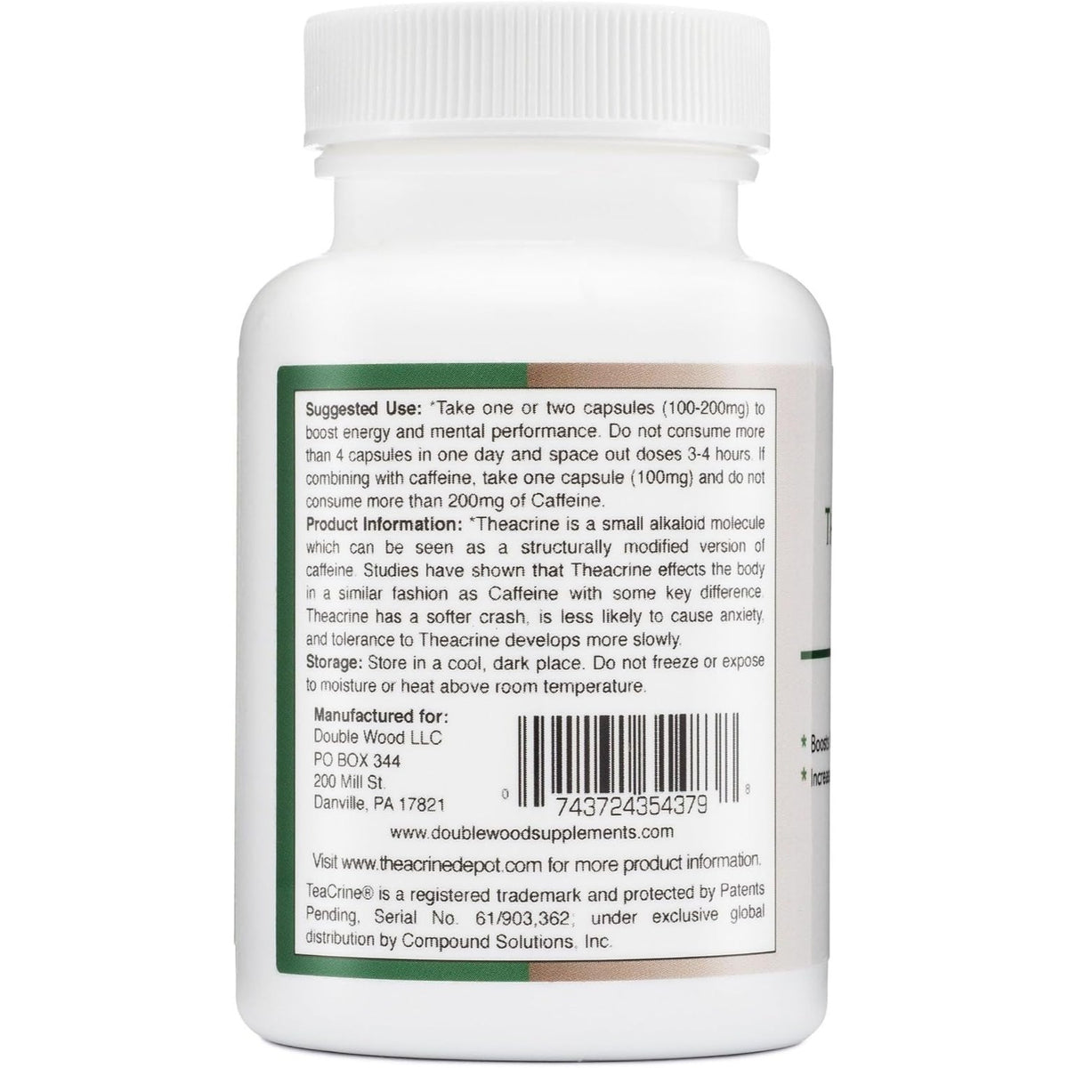 Double Wood Teacrina (TeaCrine) 100 mg 60 Cápsulas
