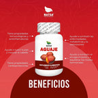 NATSA Aguaje 100 Cápsulas | Sabor Natural | 50 Porciones | 1 g de Aguaje por Porción | Suplemento Herbal de Origen Vegetal