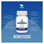 NATSA Treonato de Magnesio 1000 mg 60 Cápsulas | Sabor Natural | 30 Porciones | 80 mg de Magnesio Elemental por Porción | Apoyo al sistema nervioso y función muscular | Suplemento alimenticio