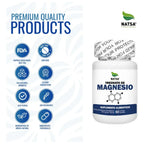 NATSA Treonato de Magnesio 1000 mg 60 Cápsulas | Sabor Natural | 30 Porciones | 80 mg de Magnesio Elemental por Porción | Apoyo al sistema nervioso y función muscular | Suplemento alimenticio