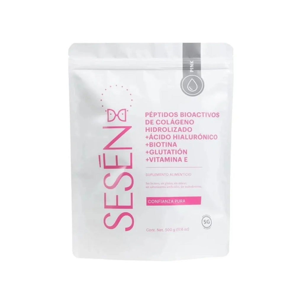 SESEN Pink | Colágeno Hidrolizado | Ácido Hialurónico + Biotina | Piel, Cabello y Uñas | Suplemento Alimenticio