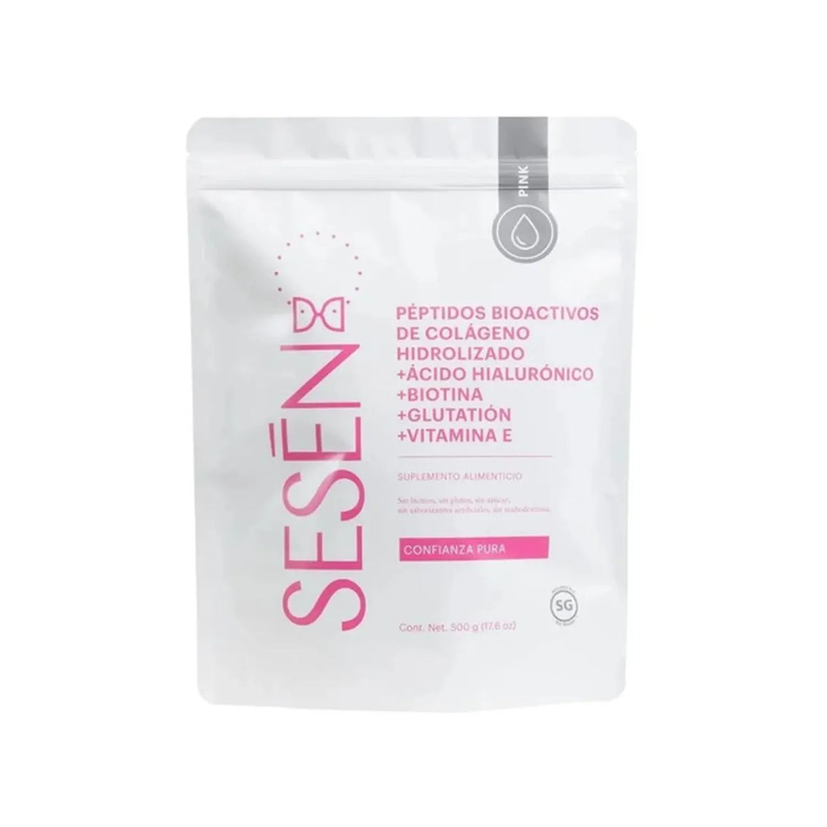SESEN Pink | Colágeno Hidrolizado | Ácido Hialurónico + Biotina | Piel, Cabello y Uñas | Suplemento Alimenticio