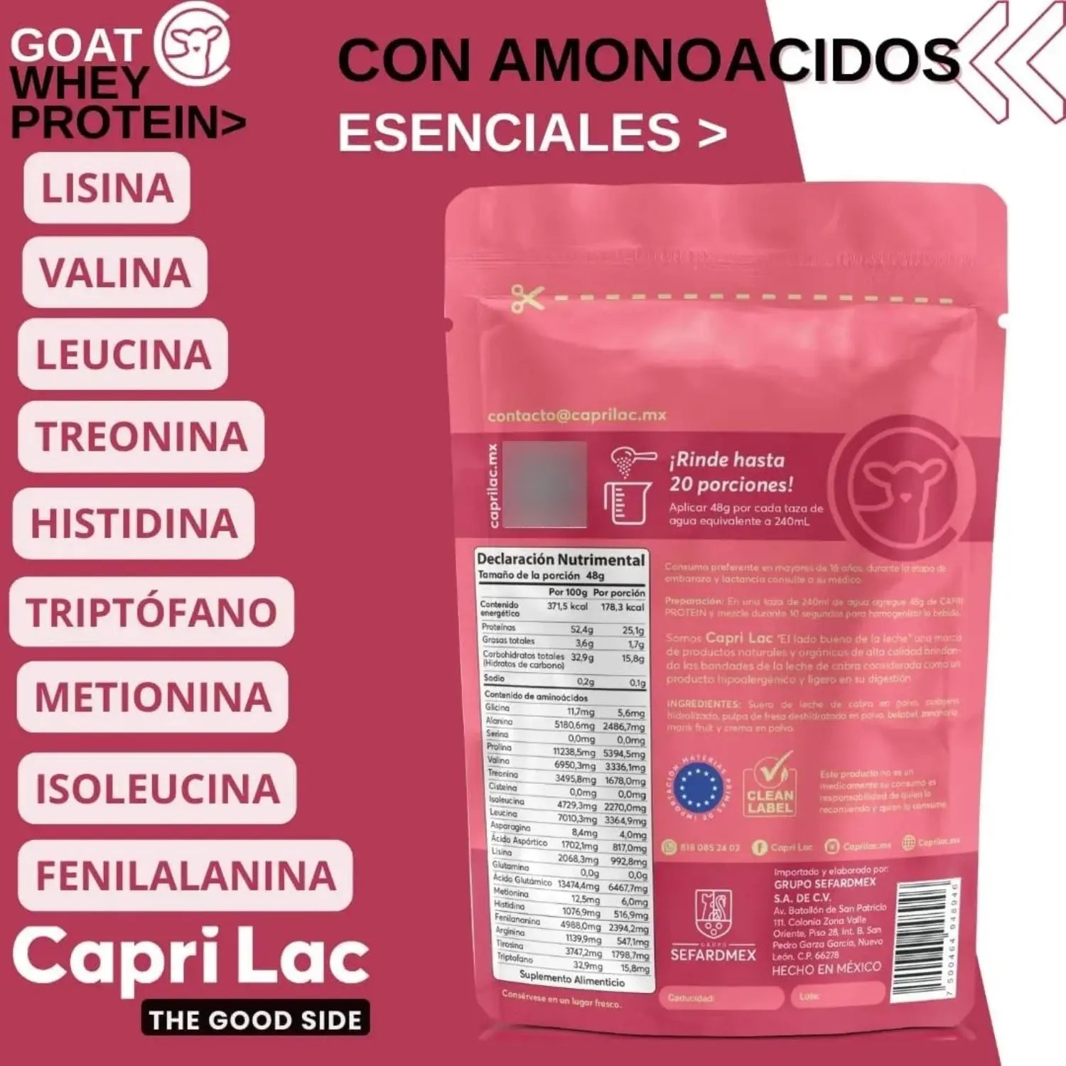 Capri Lac Colageno + Proteina De Leche De Cabra 1 Kg Sfn fresa