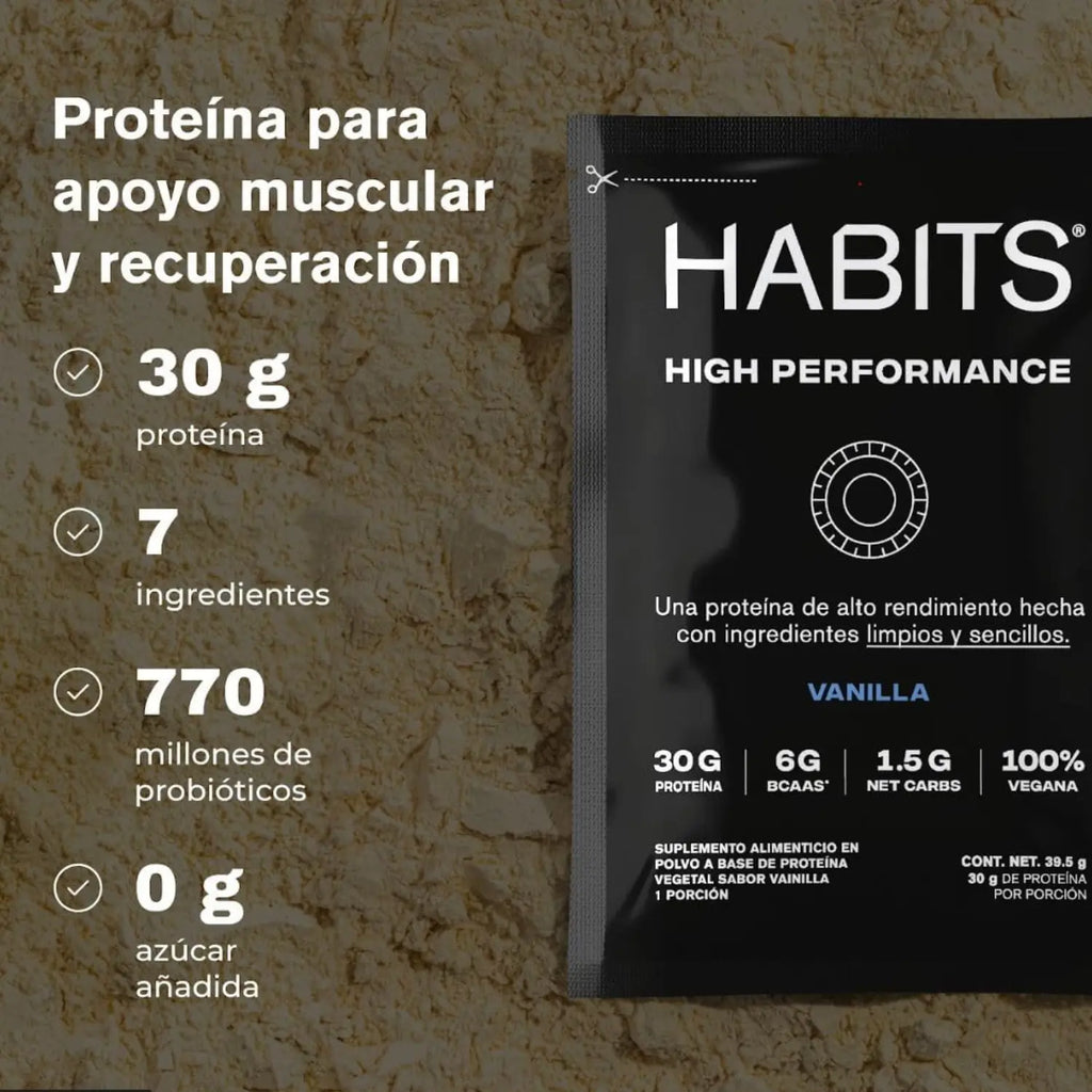 Habits Proteína Vegana By Checo Perez 16 sachets de 39gr Sfn vainilla