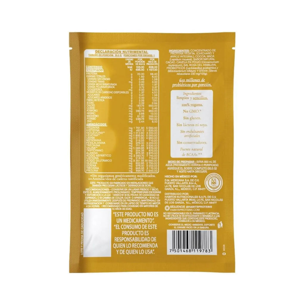 Habits Proteína Vegana Probioticos 16 Sachets De 30.5gr Sfn MACA CACAO