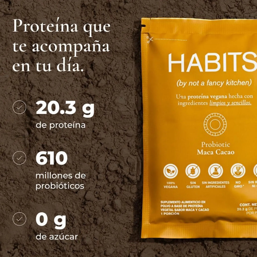 Habits Proteína Vegana Probioticos 16 Sachets De 30.5gr Sfn MACA CACAO