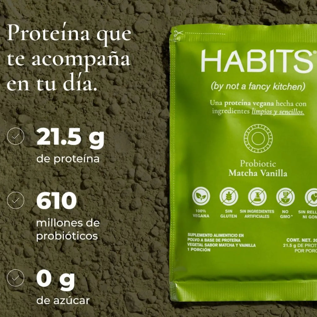 Habits Proteína Vegana Probioticos 16 Sachets De 30.5gr Sfn MATCHA VAINILLA