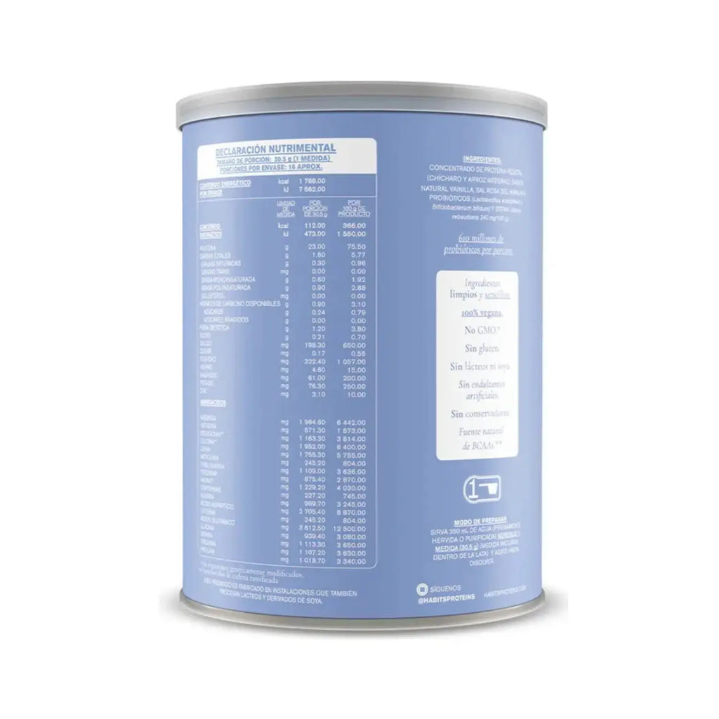 Habits Proteína Vegana Probioticos 488g Sfn VAINILLA