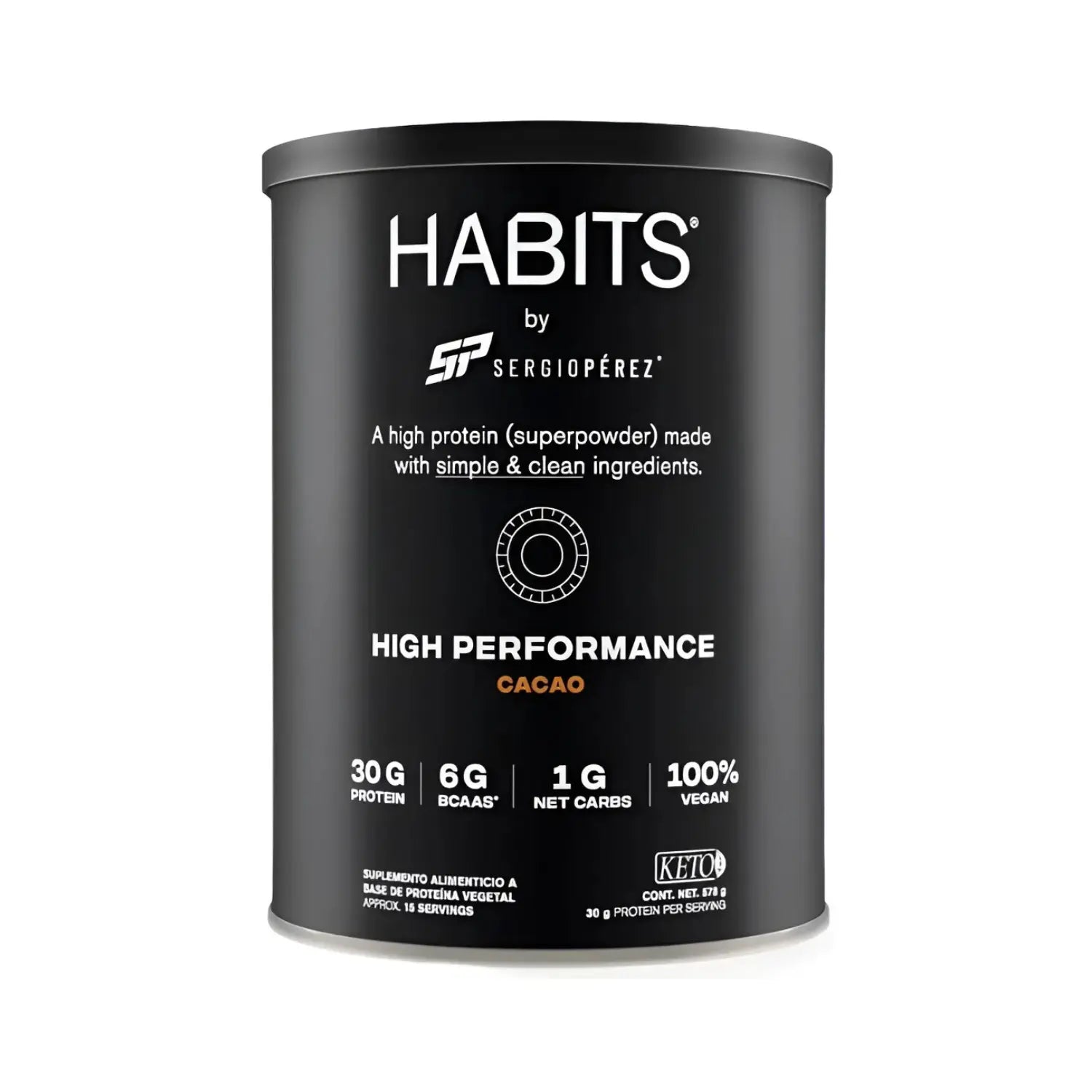 Proteína Habits Vegana By Checo Perez 578g 15serv Sfn SABOR CACAO