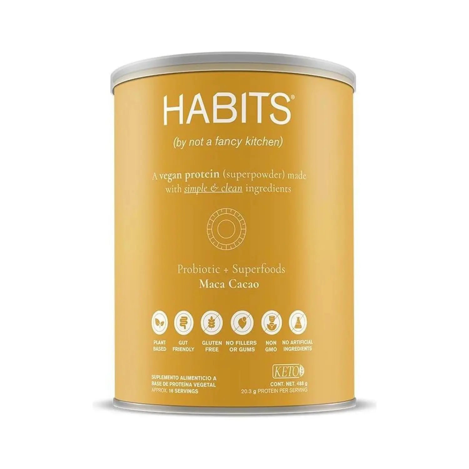 Habits Proteína Vegana Probioticos + Superfoods 488g Sfn MACA CACAO