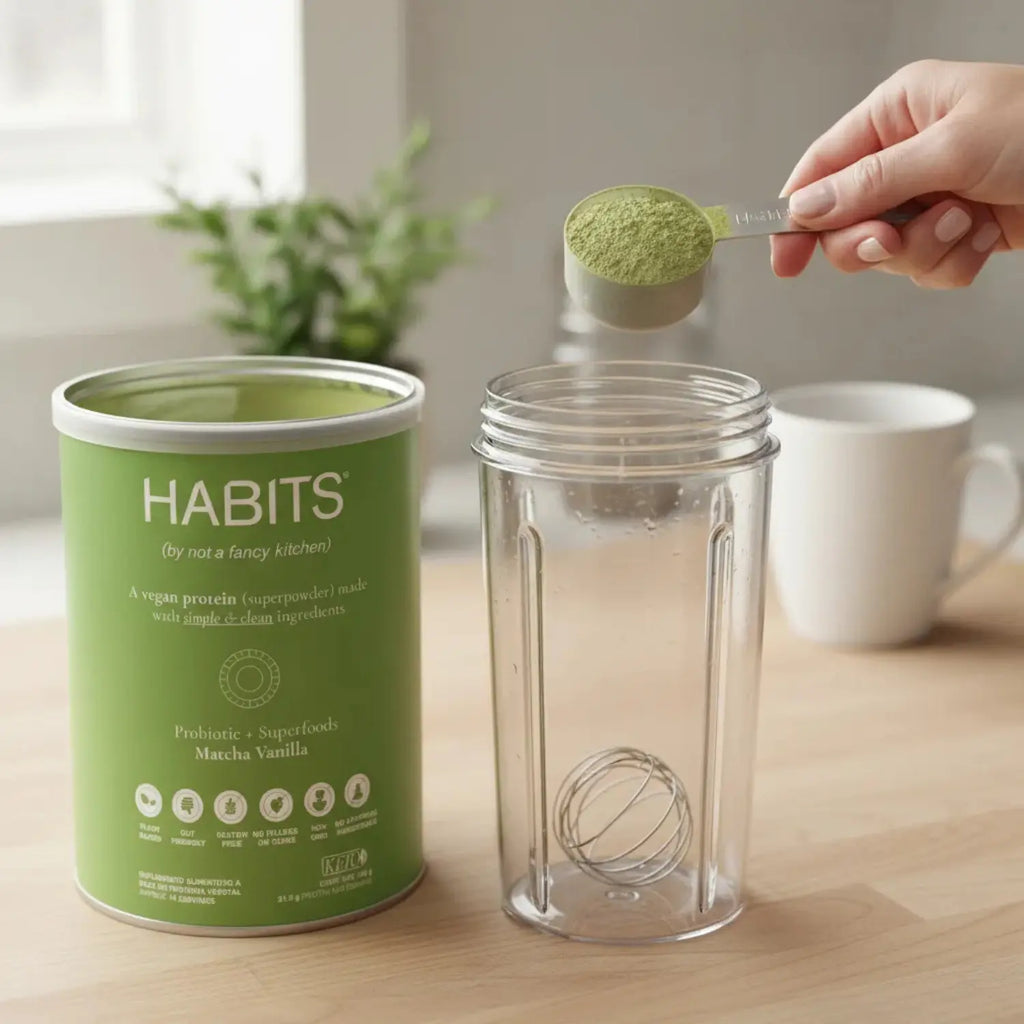 Habits Proteína Vegana Probioticos + SUPERFOODS 488g MATCHA VAINILLA