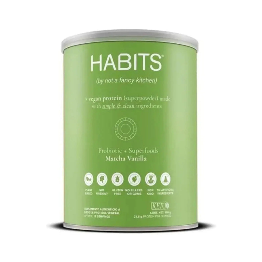 Habits Proteína Vegana Probioticos + SUPERFOODS 488g MATCHA VAINILLA