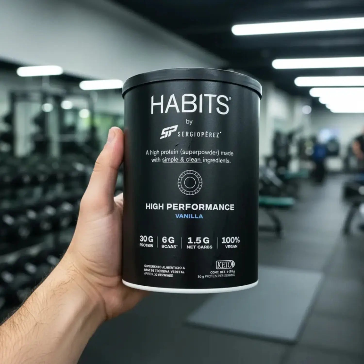Habits Proteína Vegana By Checo Perez 1078g 27 serv Sfn vainilla