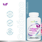 NATURAL HEALTH | Colágeno Hidrolizado con Resveratrol y Calcio | 60 Cápsulas de 500 mg | Apoyo para Piel, Articulaciones y Huesos