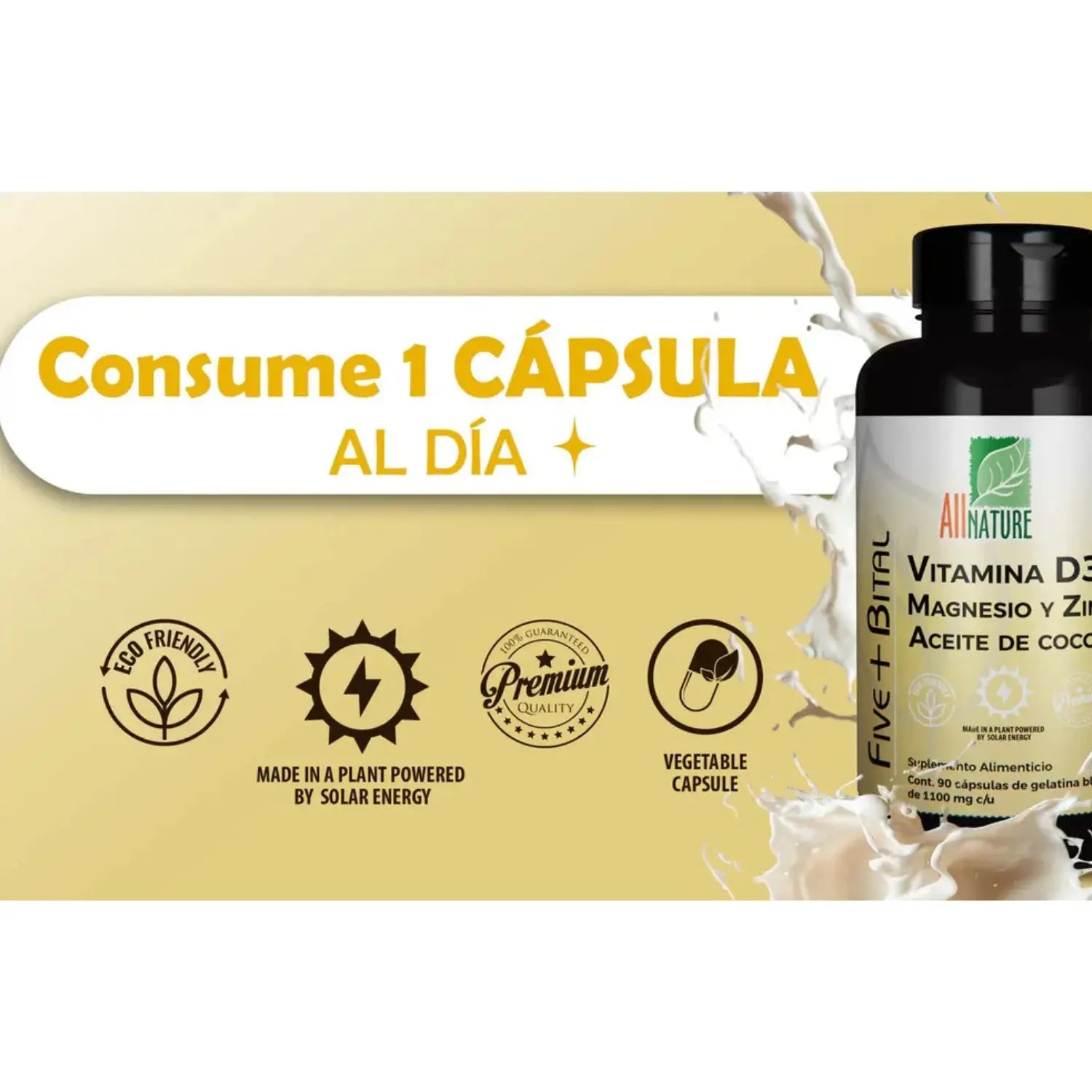 All Nature Vitamina D3 y K2 150 Capsulas 1100mg