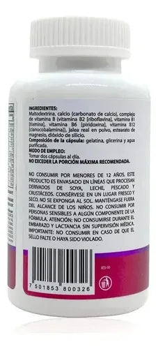 NATURAL HEALTH | Complejo B con Jalea Real | 60 Cápsulas de 500 mg | Apoyo al Sistema Nervioso y Metabolismo Energético