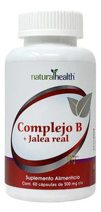 NATURAL HEALTH | Complejo B con Jalea Real | 60 Cápsulas de 500 mg | Apoyo al Sistema Nervioso y Metabolismo Energético