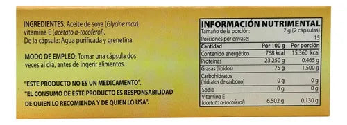 Natural Health Vitamina E | 30 Cápsulas de 1 g | Antioxidante y Cuidado de la Piel | Suplemento Alimenticio