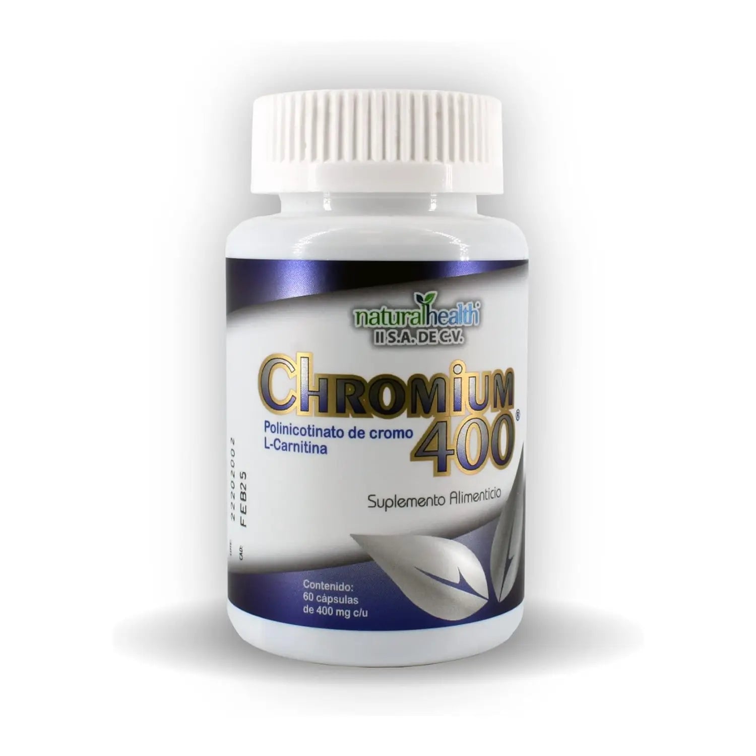 NATURAL HEALTH CHROMIUN 400 FRASCO 60 CAPSULAS DE 400 MG C/U