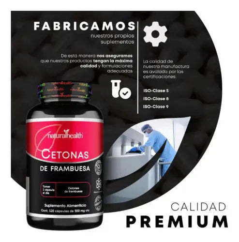 NATURAL HEALTH | Cetonas de Frambuesa | 120 Cápsulas de 500 mg | Complemento Nutricional para el Bienestar Metabólico