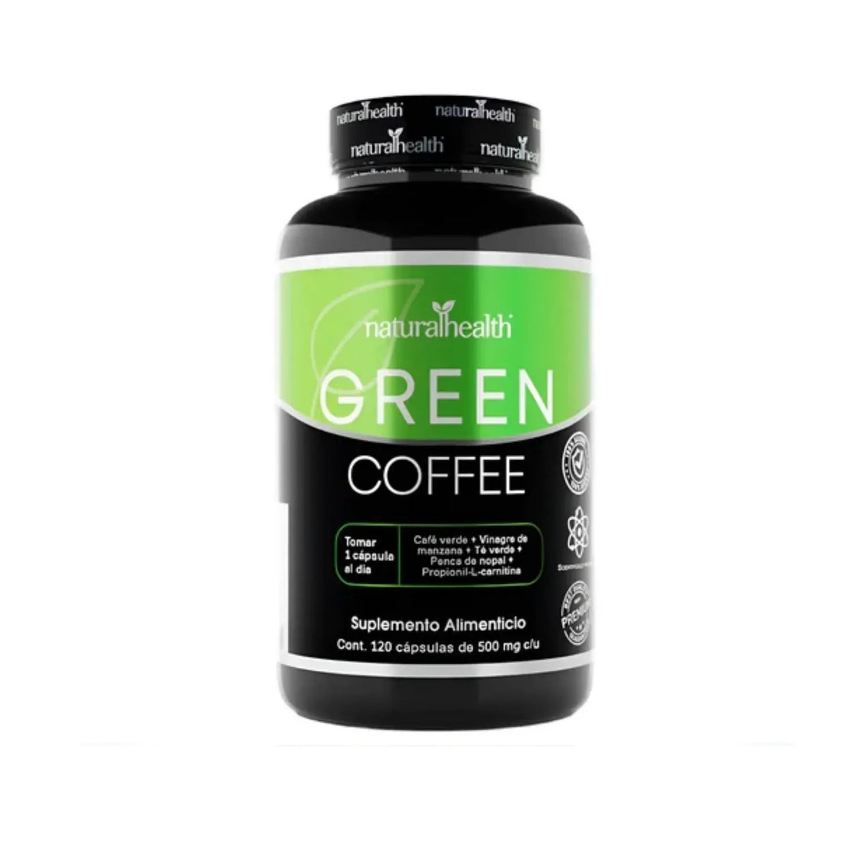 NATURAL HEALTH | Green Coffee Café Verde con Vinagre de Manzana y Té Verde | 120 Cápsulas de 500 mg | Apoyo Metabólico y Bienestar General