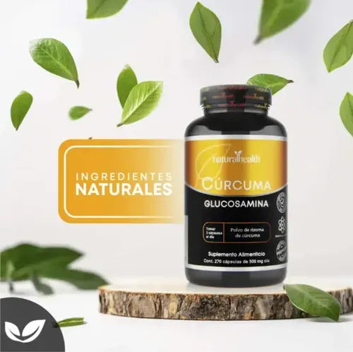 NATURAL HEALTH | Cúrcuma + Glucosamina | 270 Cápsulas de 500 mg | Apoyo Articular y Bienestar Muscular