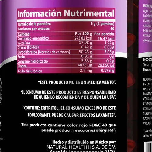 Natural Health Colágeno Hidrolizado | 120 Gomitas | Ácido Hialurónico + Biotina | Sabor Fresa | Cuidado de Piel, Cabello y Uñas | Suplemento Alimenticio