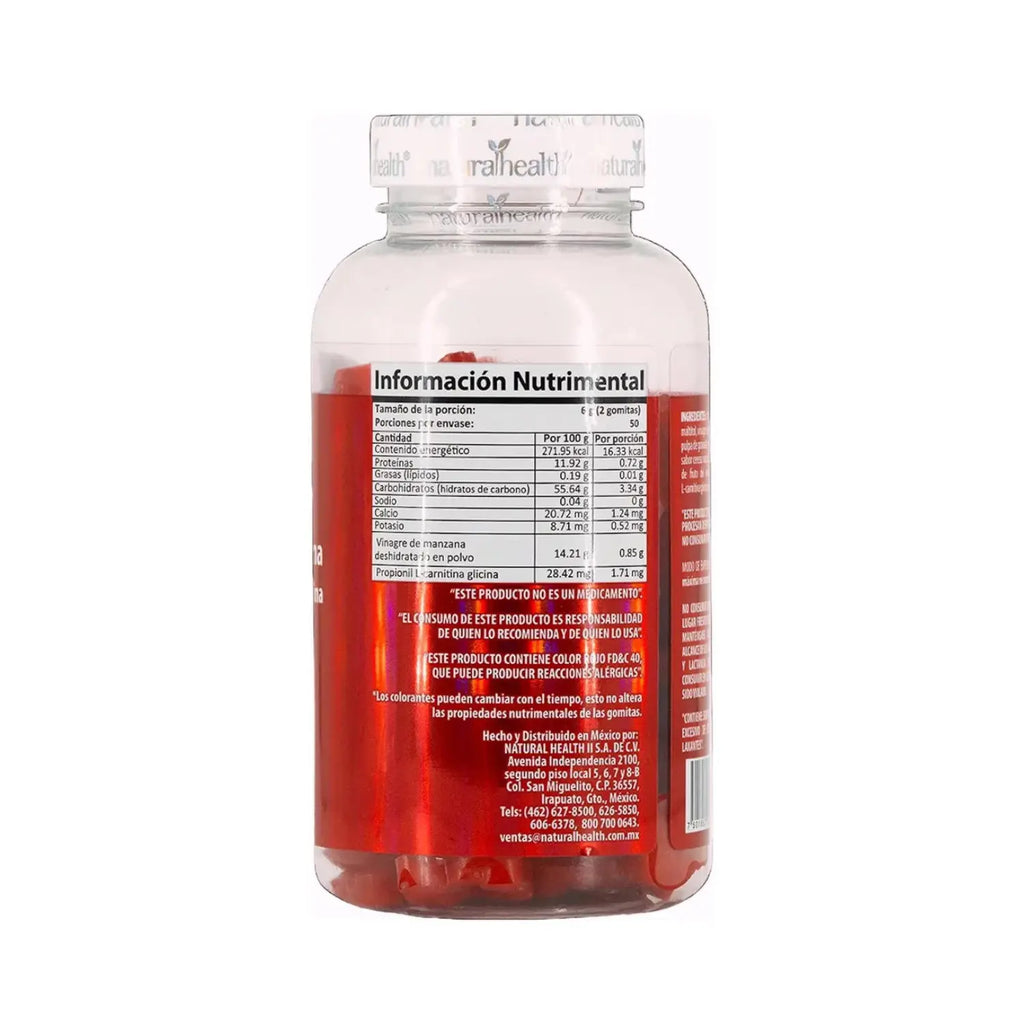 Gomita Vinagre de Manzana sabor Cereza, Fco con 100 Pz de 3 g c/u