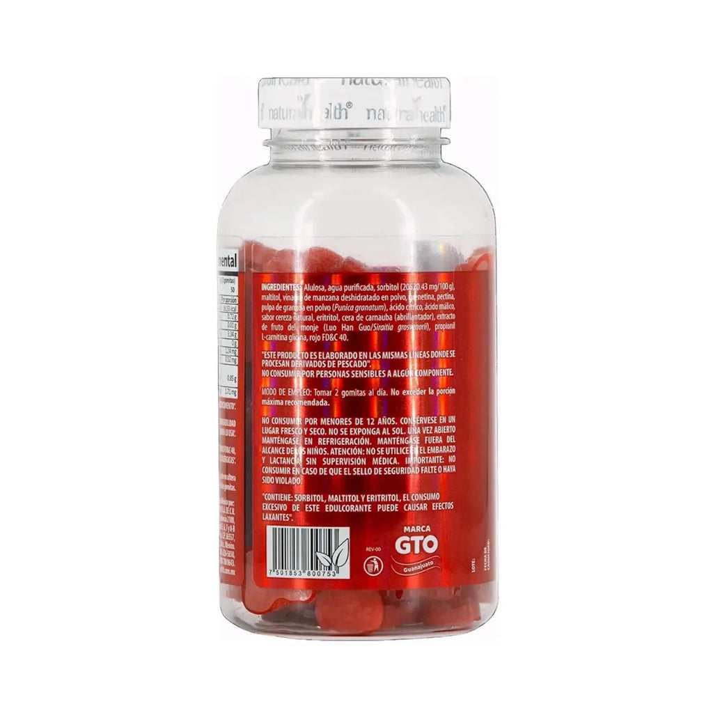 Gomita Vinagre de Manzana sabor Cereza, Fco con 100 Pz de 3 g c/u