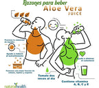 NATURAL HEALTH | Jugo de Aloe Vera con Stevia Sabor Naranja-Papaya | 1 Litro | Apoyo Digestivo y Bienestar Intestinal