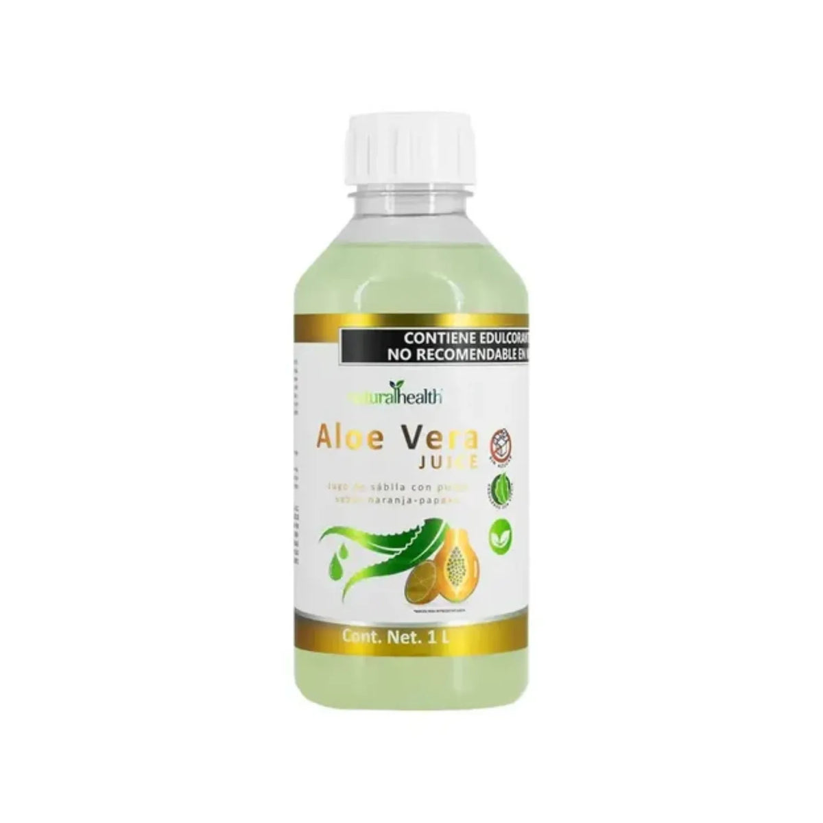 NATURAL HEALTH | Jugo de Aloe Vera con Stevia Sabor Naranja-Papaya | 1 Litro | Apoyo Digestivo y Bienestar Intestinal