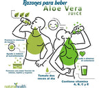 NATURAL HEALTH | Jugo de Aloe Vera con Stevia | Sabor Tropical | 1 Litro | Apoyo Digestivo e Hidratación
