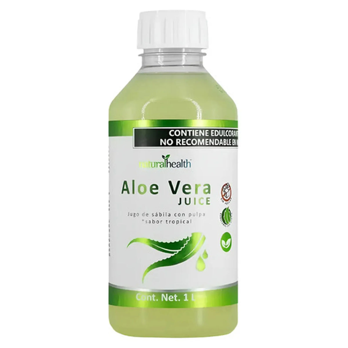 NATURAL HEALTH | Jugo de Aloe Vera con Stevia | Sabor Tropical | 1 Litro | Apoyo Digestivo e Hidratación