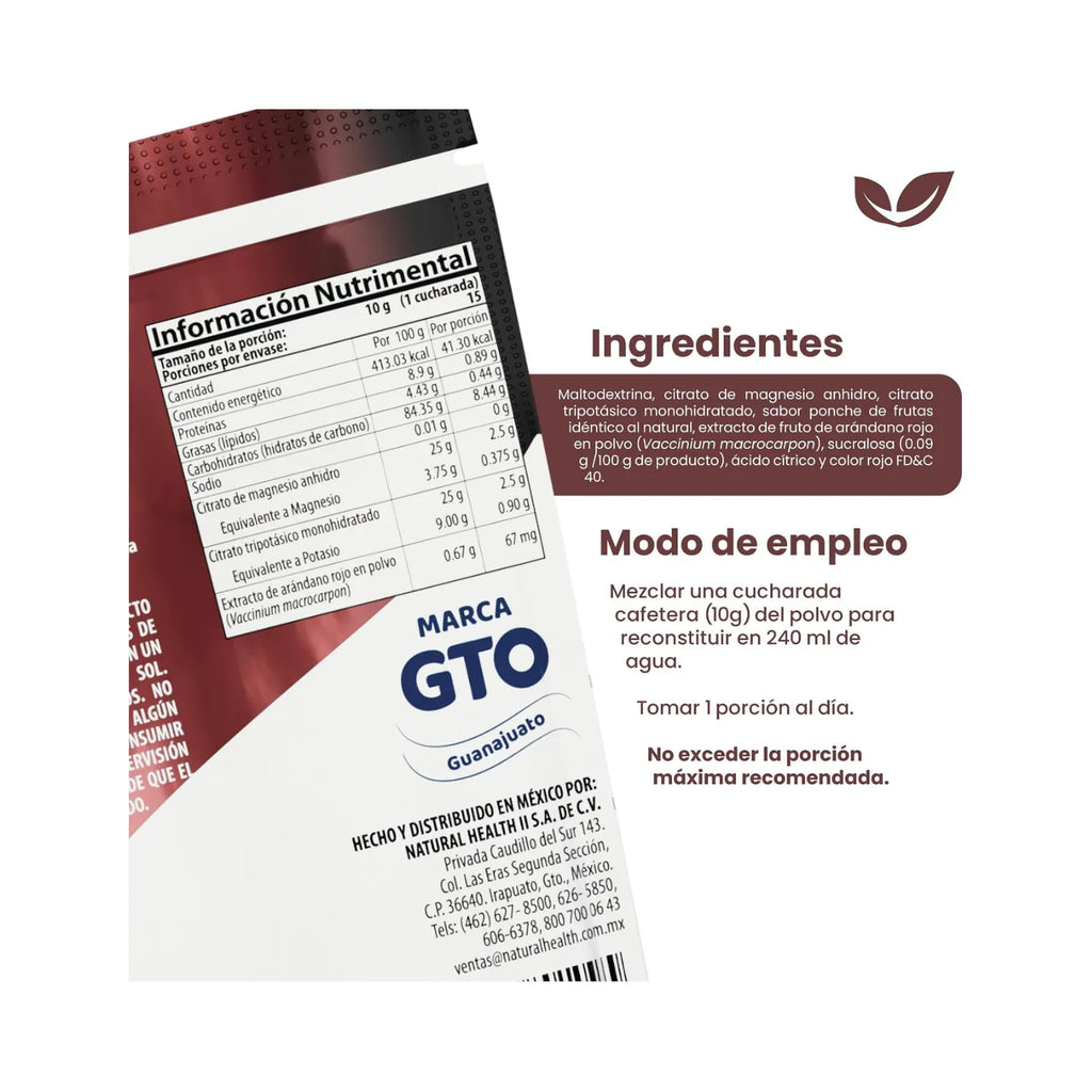 Natural Health Citrato de Magnesio + Potasio | Apoyo Muscular y Electrolítico | Ponche de Frutas | 150 g