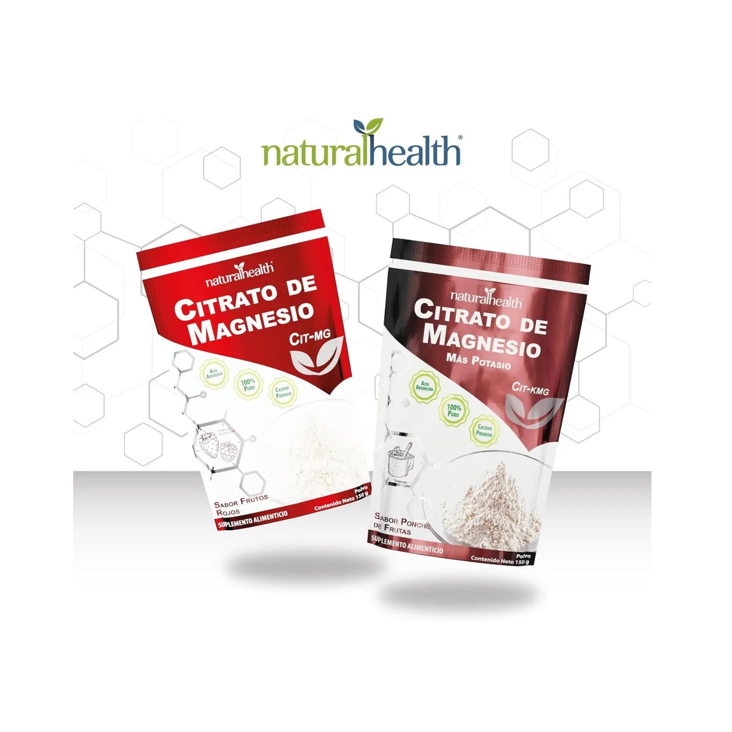 Natural Health Citrato de Magnesio + Potasio | Apoyo Muscular y Electrolítico | Ponche de Frutas | 150 g