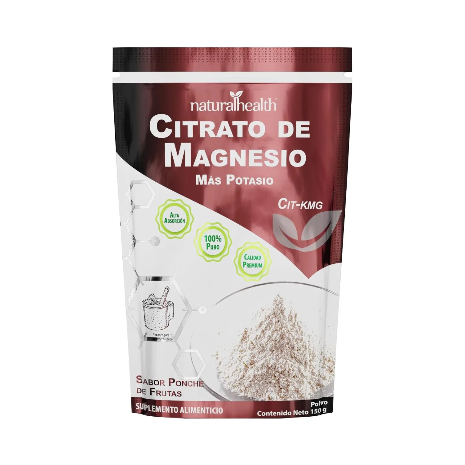 Natural Health Citrato de Magnesio + Potasio | Apoyo Muscular y Electrolítico | Ponche de Frutas | 150 g