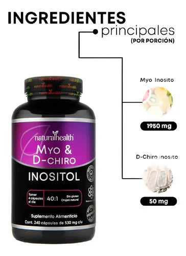 NATURAL HEALTH | Myo & D-Chiro Inositol 40:1 | 240 Cápsulas de 530 mg | Apoyo al Equilibrio Hormonal y Bienestar Metabólico