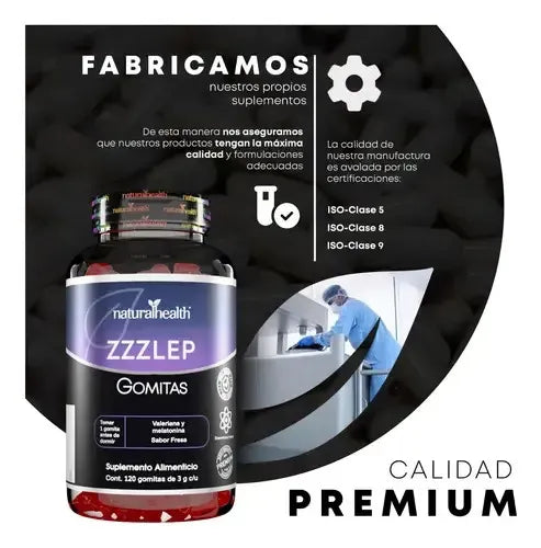 NATURAL HEALTH | ZZZLEP Gomitas de Melatonina 10 mg y Valeriana | 120 Gomitas Sabor Fresa | Apoyo al Sueño y Descanso Nocturno