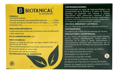 Natural Health T-BOD Piña Biotanical | 30 Sobres de 3 g | Té Herbolario | Sabor Piña | Bienestar Digestivo